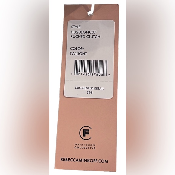 REBECCA MINCOFF Metallic Ruched Vegan Leather Zippered Clutch Bag NWT HU20EGNC07 - Picture 2 of 15